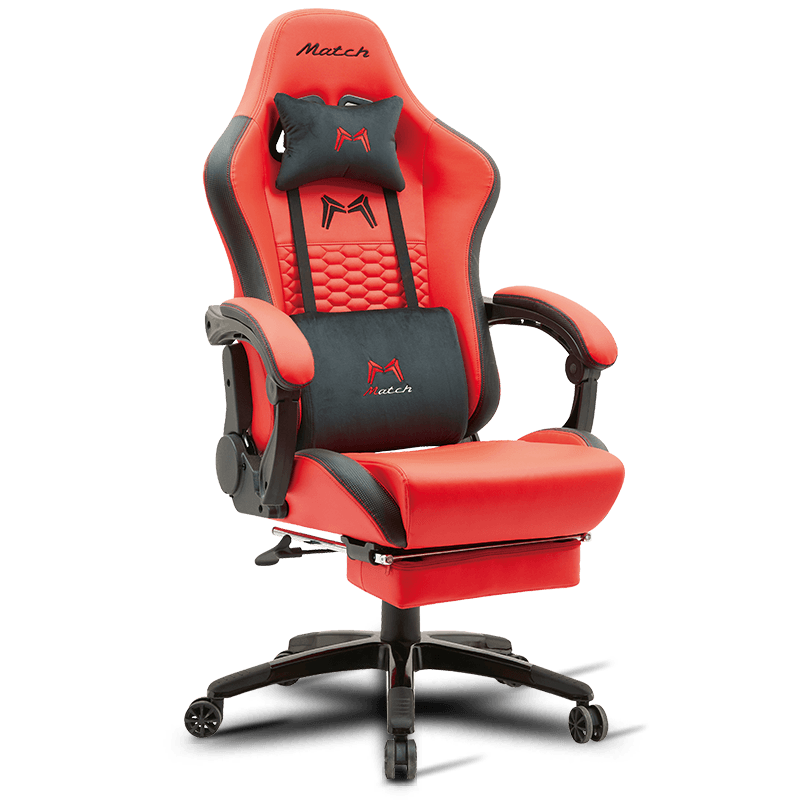 MC-6641B Ergonomic Faux Leather Gaming Chair with Footrest