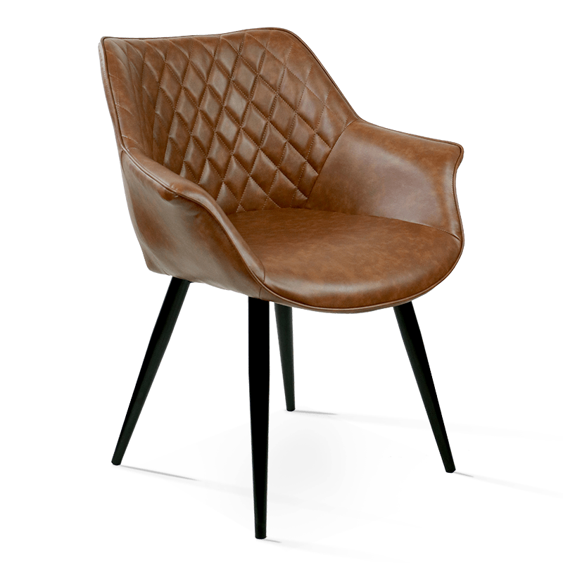 MC-2108 Retro Faux Leather Dining Chair with Armrests