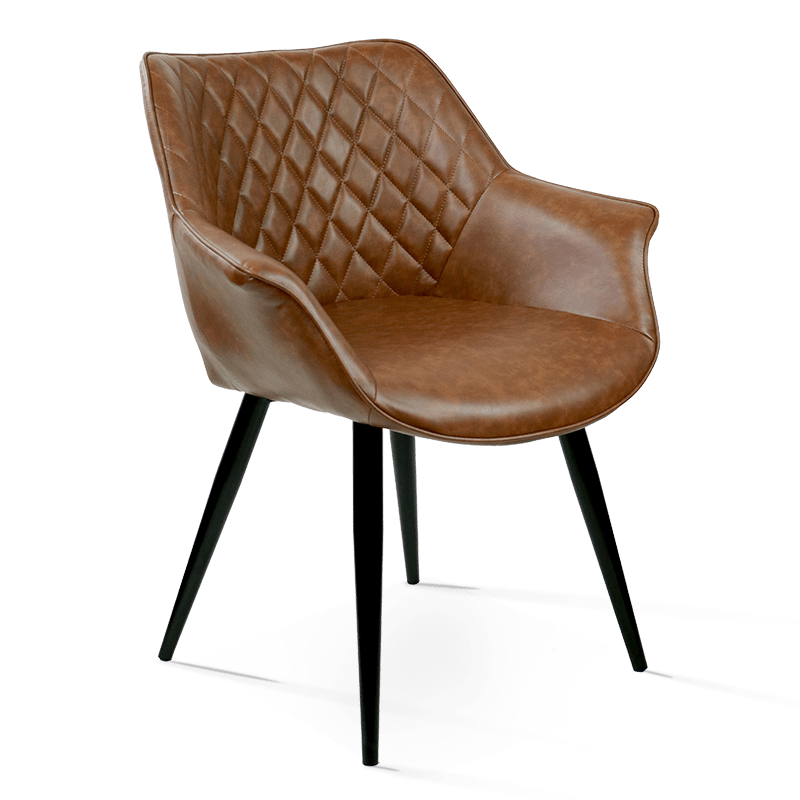 MC-2108 Retro Faux Leather Dining Chair with Armrests