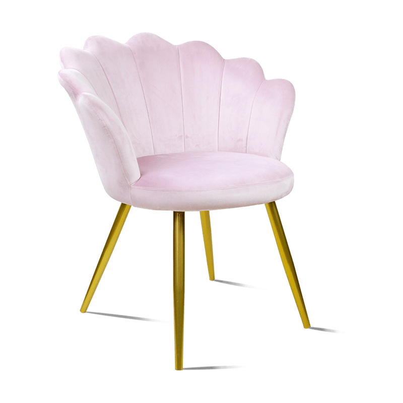 MC-2105 Pink Shell Shape Velvet Fabric Home Dining Chair