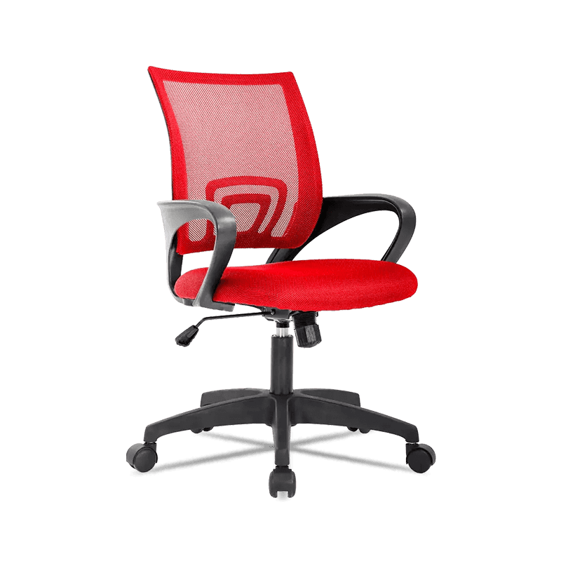 Why does the five-star base design of office chairs reduce back and neck pain?