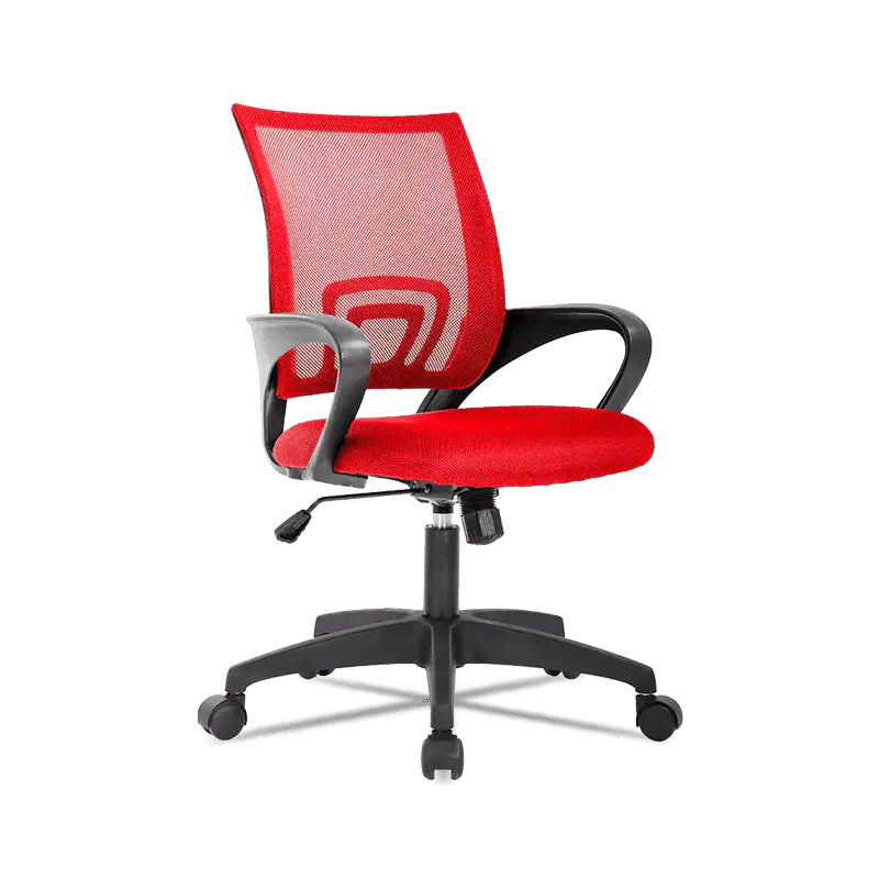 Why does the five-star base design of office chairs reduce back and neck pain?