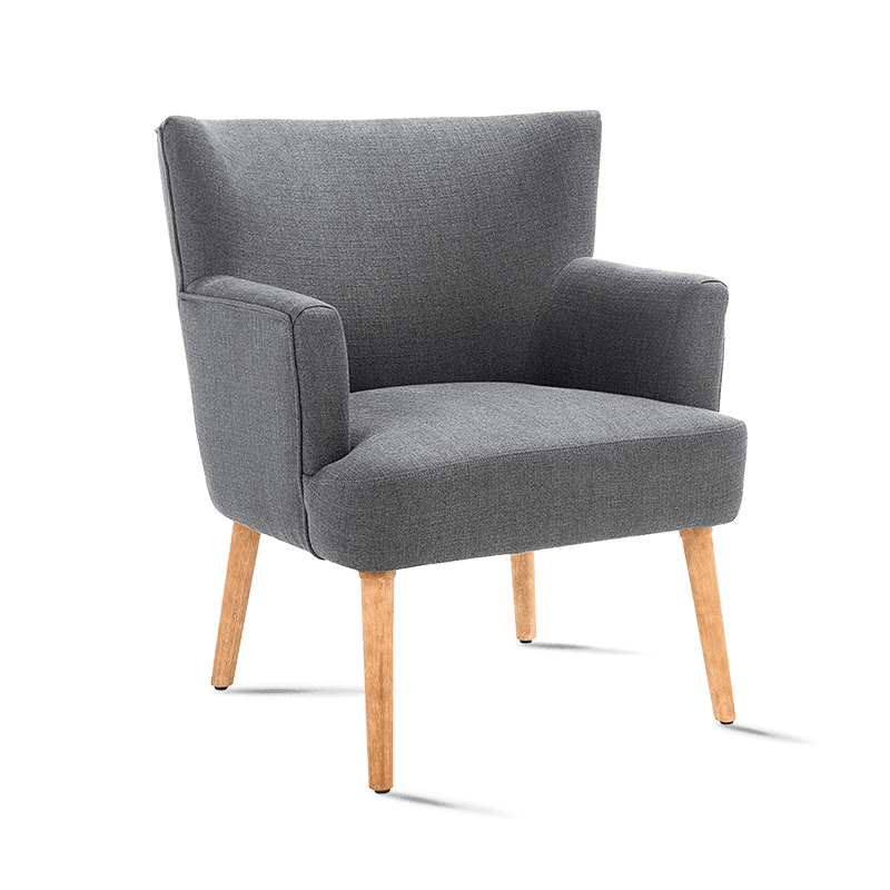 MC-1102 Midcentury Velvet Fabric Accent Arm Chair with Wood Legs