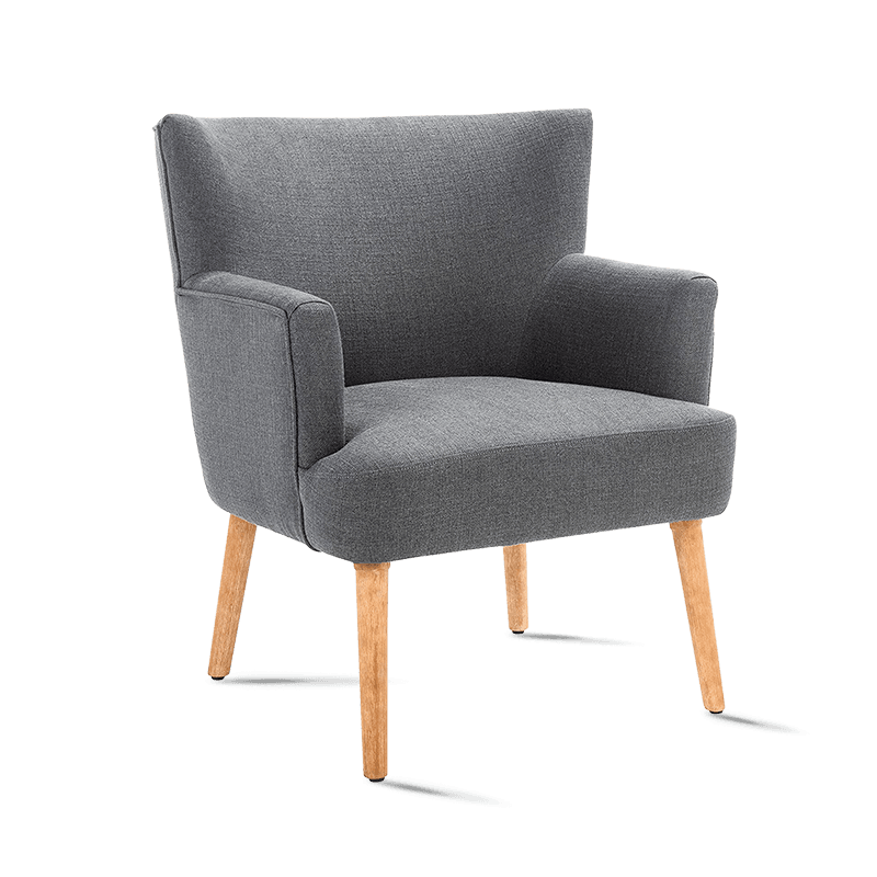 MC-1102 Midcentury Velvet Fabric Accent Arm Chair with Wood Legs