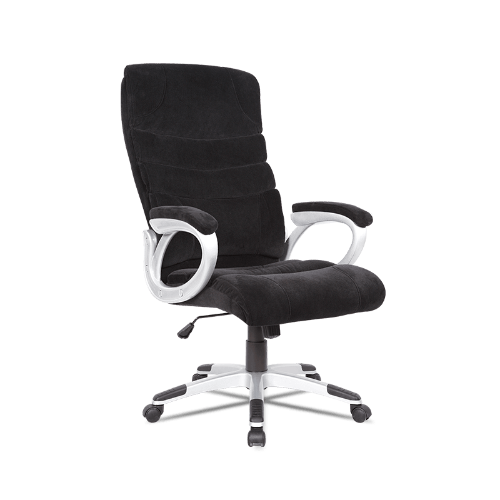 How does the executive office chair’s upholstery material balance breathability, ease of cleaning, and aesthetic appeal?